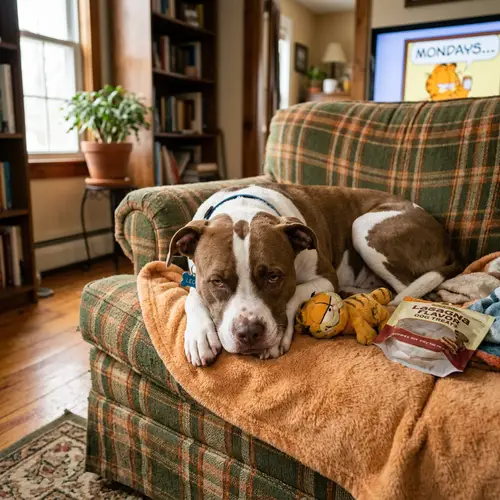 Charming Pit Bull Border Collie Mix with Garfield Attitude