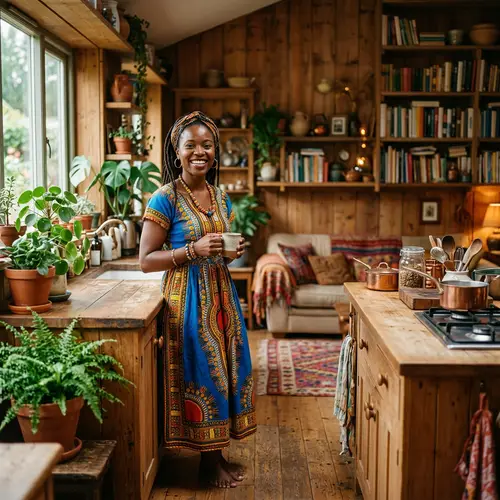 Confident African Woman in Stylish Modern Kitchen