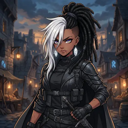 Black Dreadlocks Anime Girl with Captivating Eyes