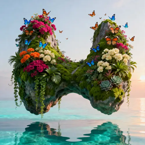 Surreal Thyroid Island in Tranquil Waters