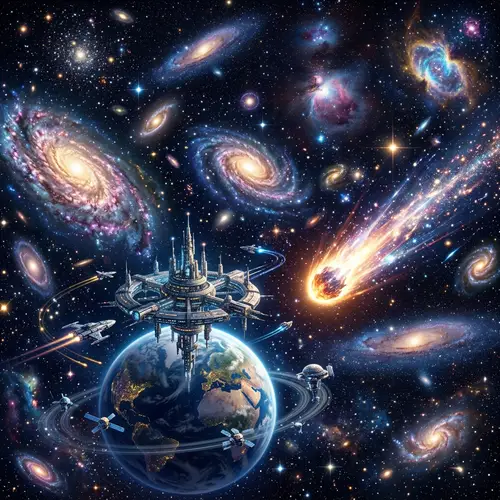 Futuristic Galaxy Exploration | Cosmic Lights & Technology