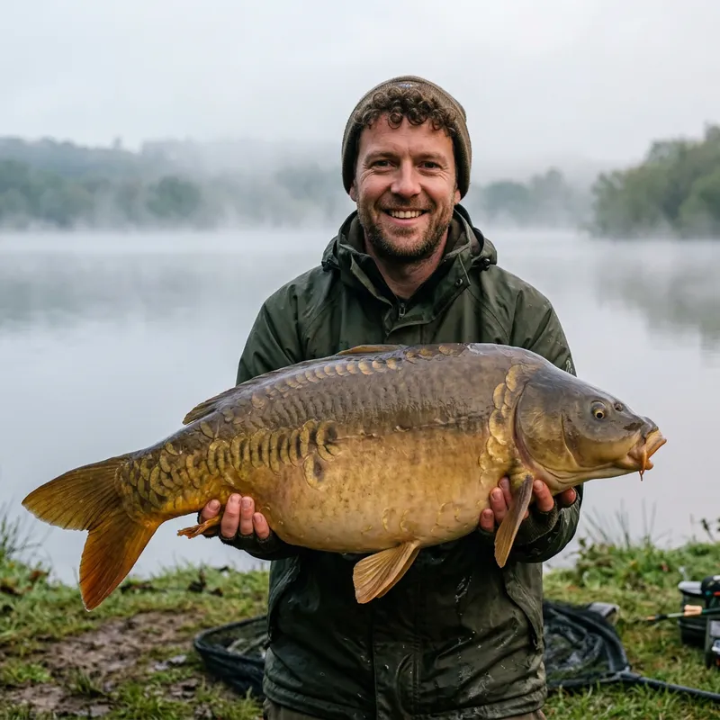 Catch a 30lb Carp: Fishing Adventure in Foggy Lake