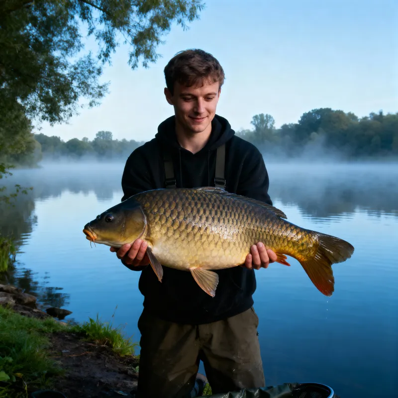 Catch a 30lb Carp: Fishing Adventure in Foggy Lake