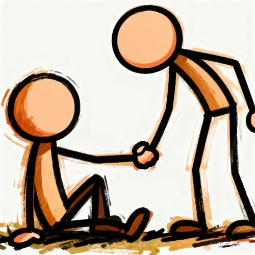 Stick Man Helping Others Cartoon
