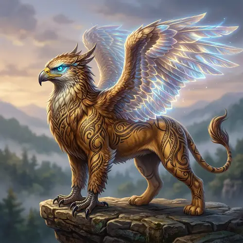 Detailed Mystic Griffin Tattoo Design