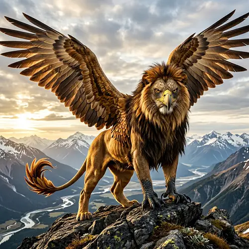 Mythical Griffin with Lion Features - Majestic Creature Displayed