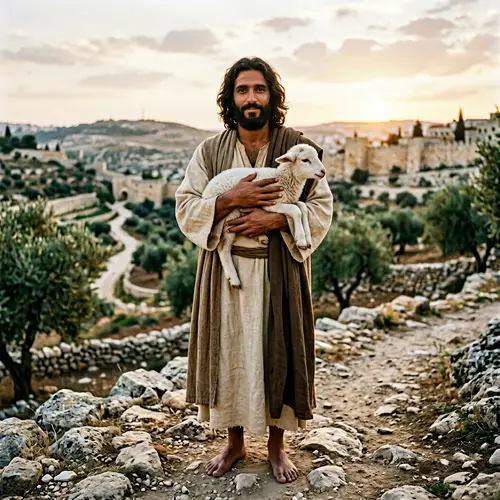 Jesus Christ with Stigmata and a Lamb