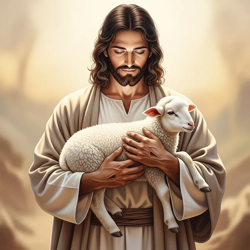 Jesus Christ with Stigmata and a Lamb