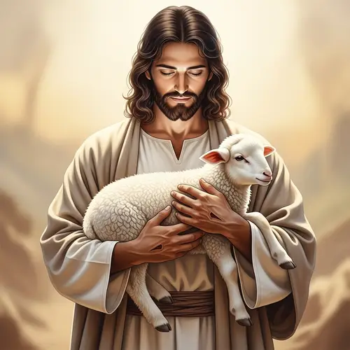 Jesus Christ with Stigmata and a Lamb