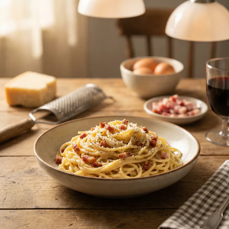 Spaghetti alla Carbonara: A Rustic Italian Comfort Food Delight