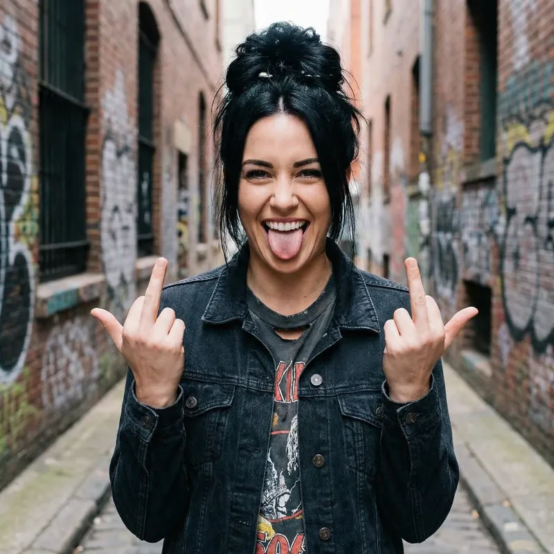 Sassy Woman Flaunting Black Hair | Edgy Attitude