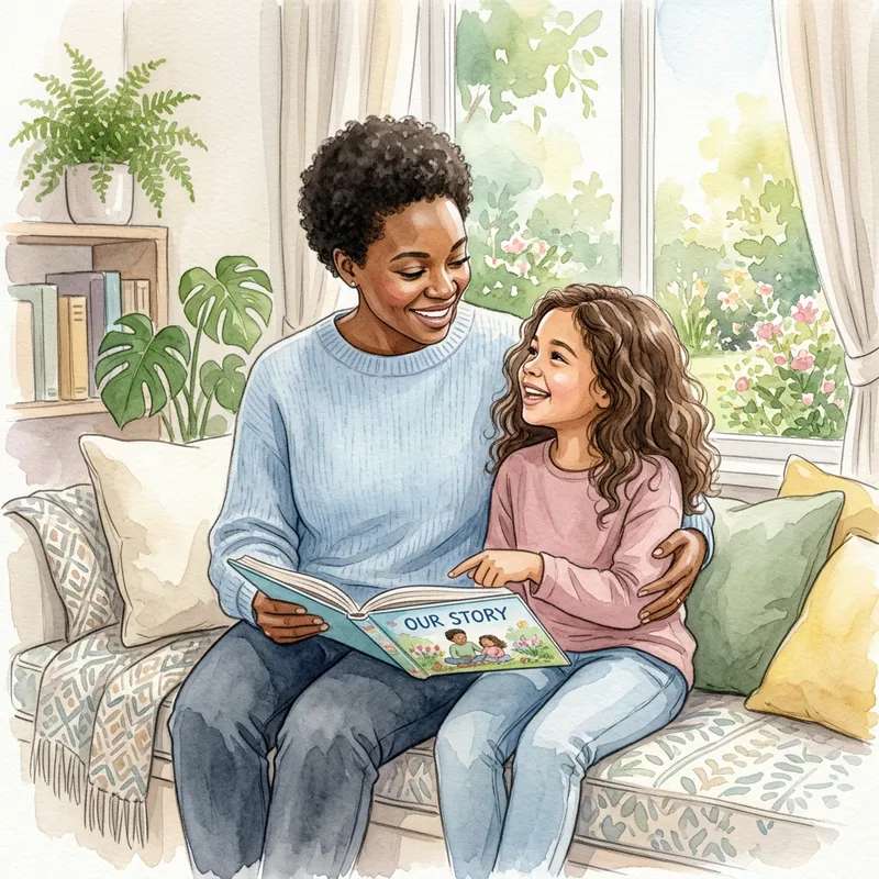 Mother-Daughter Bonding in Soft Pastel Watercolors