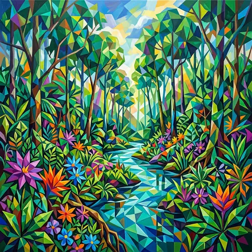 Colorful Abstract Rainforest Art