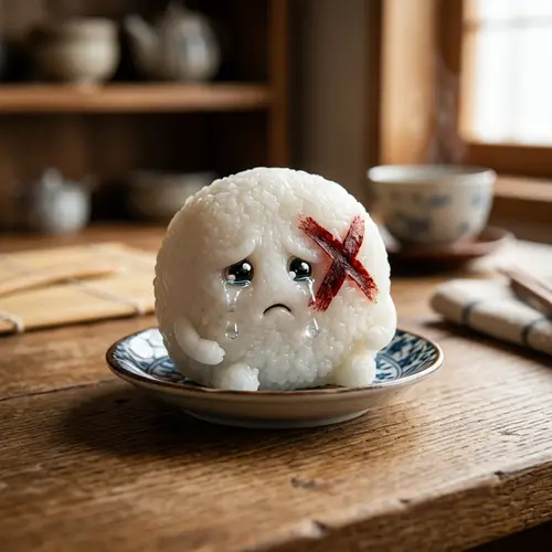 Emotional Rice Cake: Crying with an X Shape