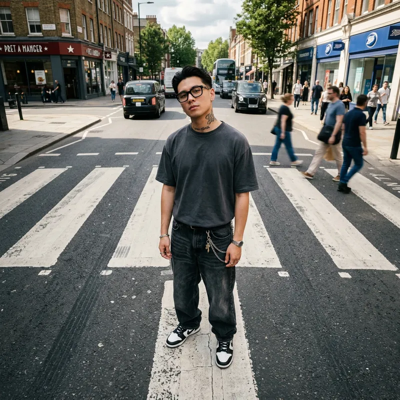Cinematic Street Style on Zebra Crossing