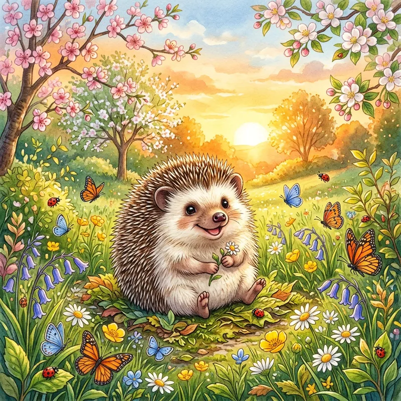 Colorful Hedgehog Scene in Lush Setting