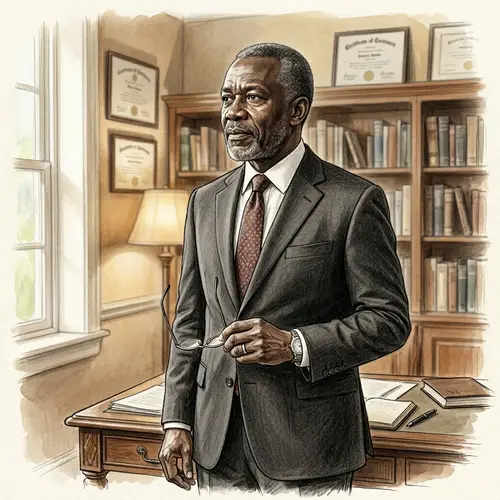 Mr. Okello - Dignified African Man in Suit with Eyeglasses