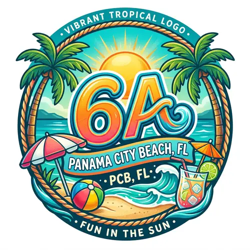 Vibrant Tropical Logo for 6A in PCB, FL | Beach-Themed Party
