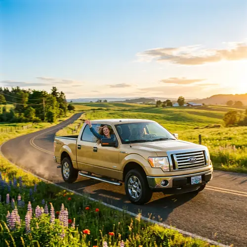Joyful Summer Road Trip in a Gold Ford F150