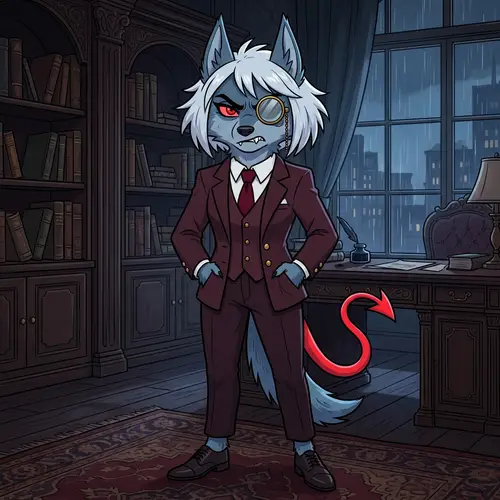 Animated Female Wolf-Woman with Red Devil Tail