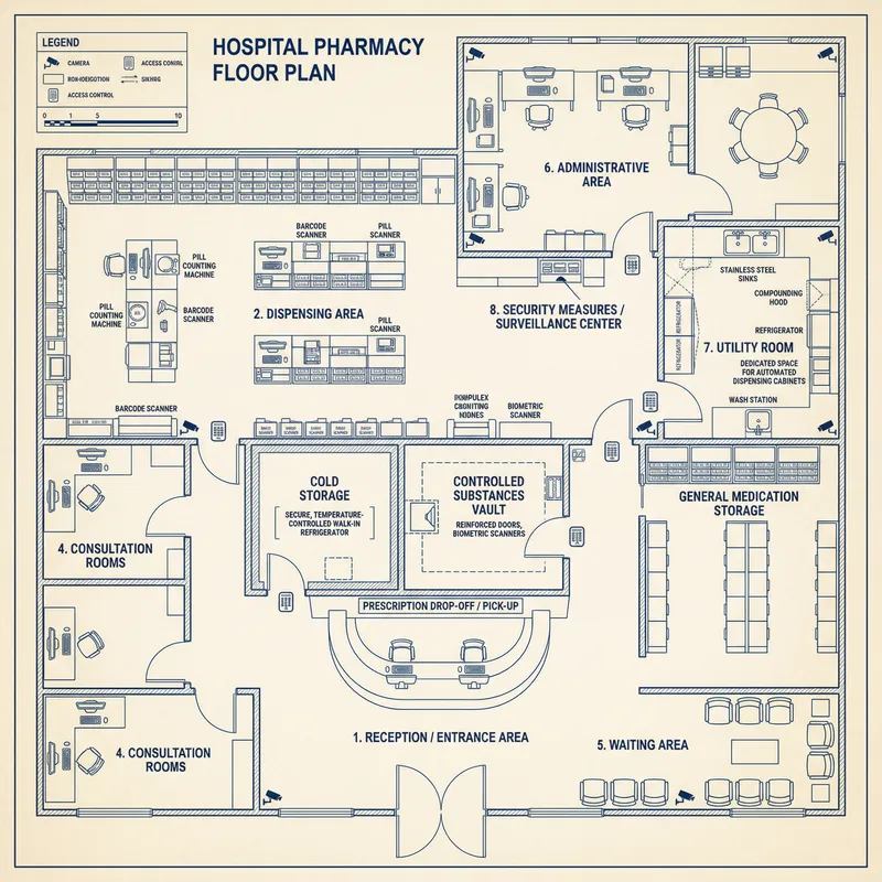 Optimizing Hospital Pharmacy Floor Plan: Key Zones & Features