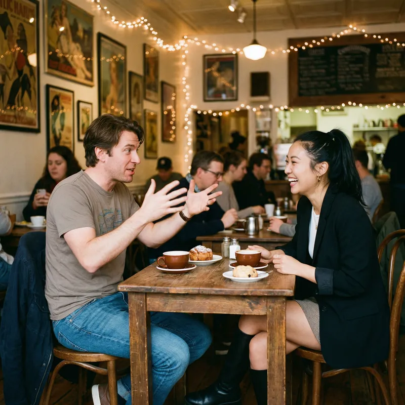 Heartwarming Friend's Banter: Café Charm