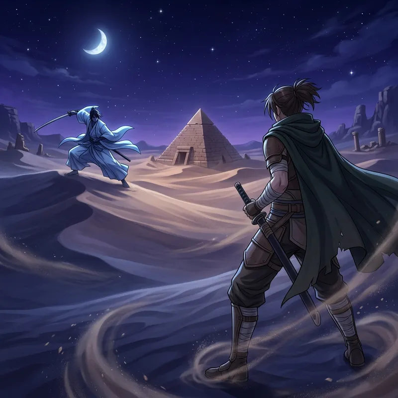 Anime-Style Desert Duel Art Masterpiece