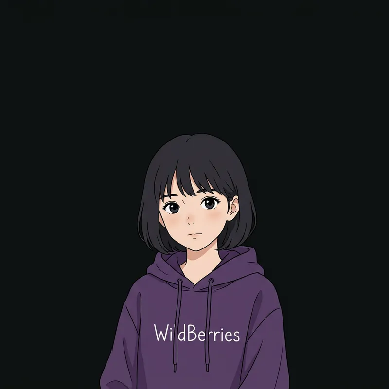 Contemplative Anime Portrait of Young Girl in WildBerries Hoodie
