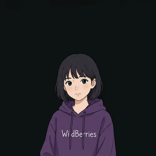 Minimalist Anime Portrayal of Young Asian Girl in WildBerries Hoodie