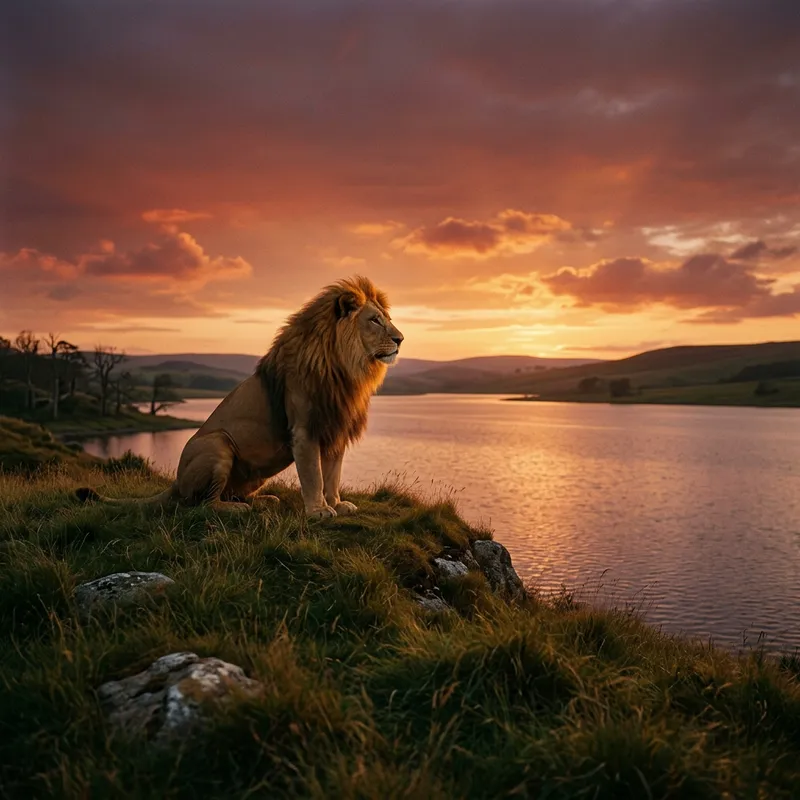 Explore Majestic Lion in Neo-Romantic Style | Stunning Imagery