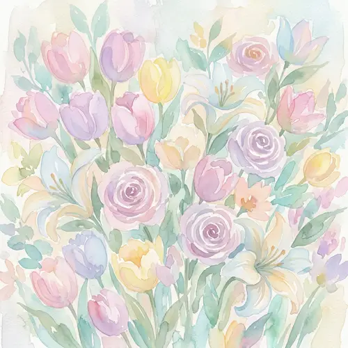 Abstract Flowers in Pastel Colors - Tranquil Art