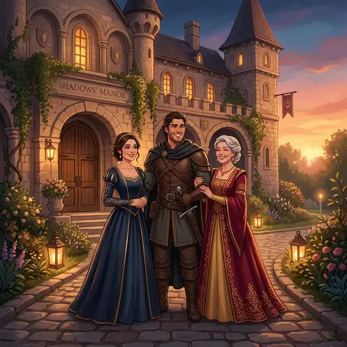 Eleanor, Griffin & Lady Marabelle at Shadows' Manor | Digital Illustration