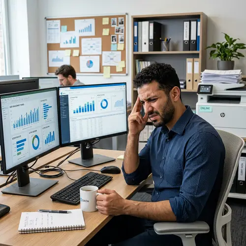 Middle-Eastern Male Data Analyst with Severe Headache