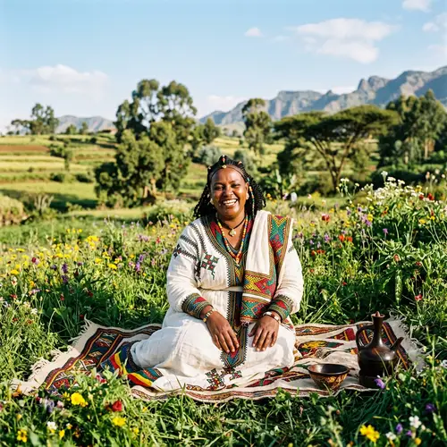 Ethiopian Plus-Sized Woman in Traditional Attire