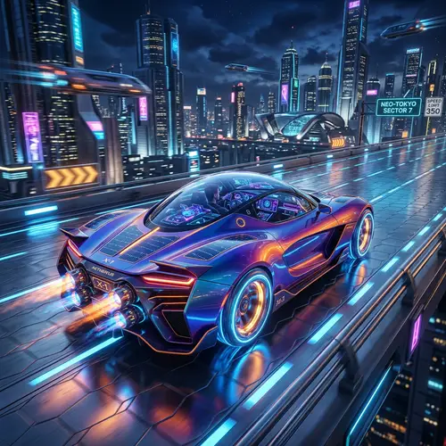 Futuristic Imaginative Car with Holographic Controls | Conceptual Futurism