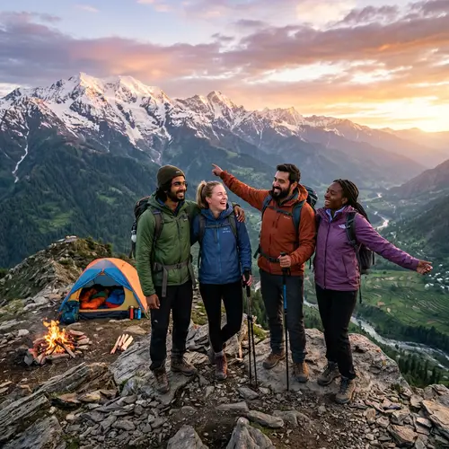 Diverse Friends Summit Adventure | Majestic Mountain View