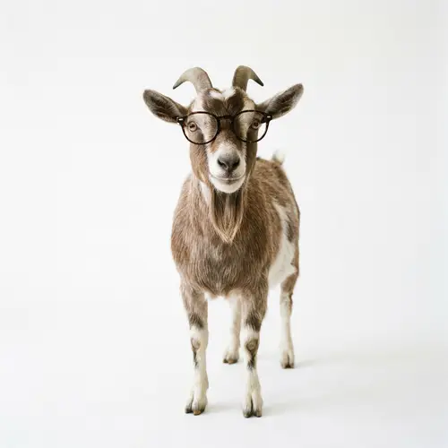 Intelligent Goat with Glasses - Curious and Charming