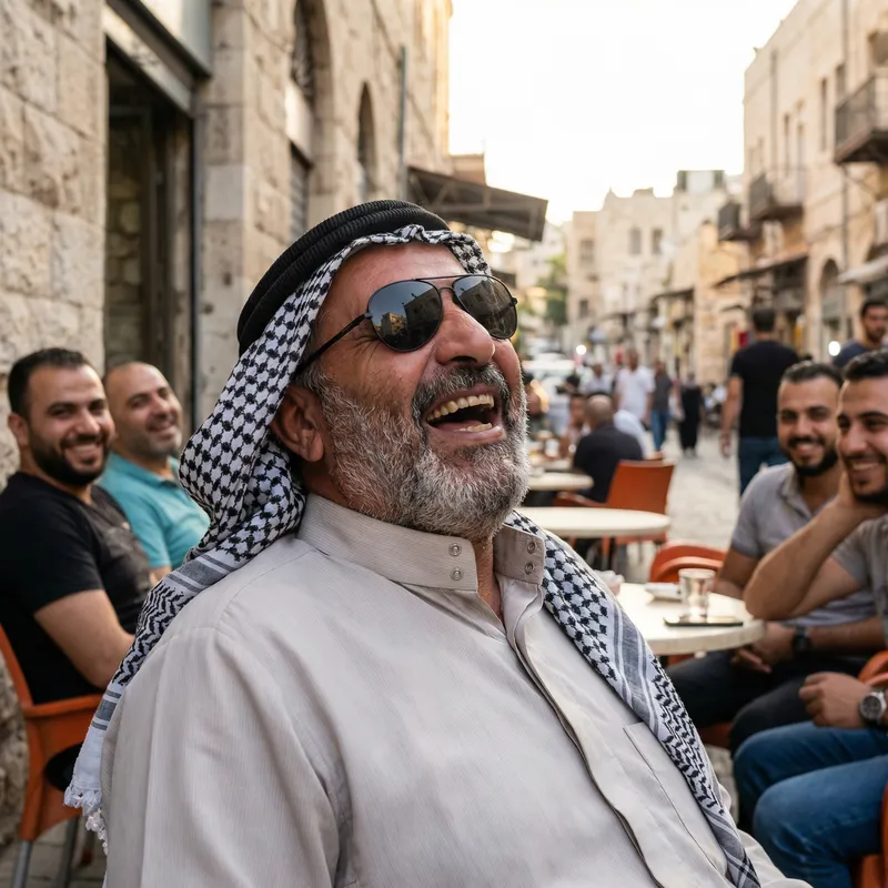 Middle-Eastern Man Wearing Black Sunglasses Laughing