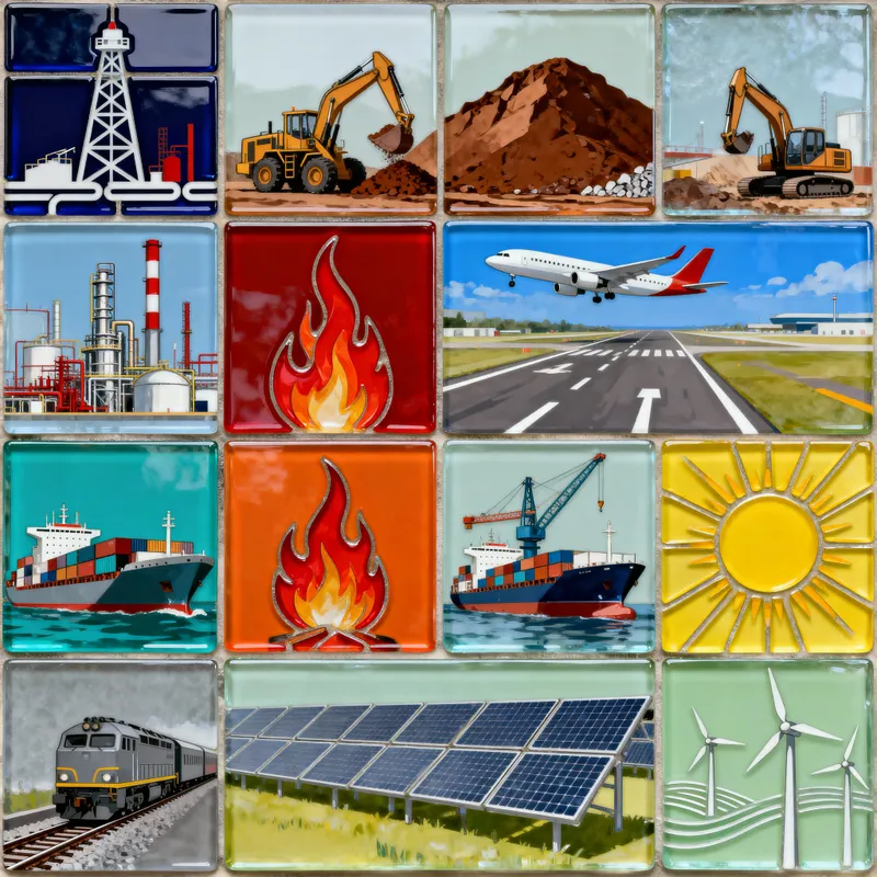 Mosaic of Key Industries: Energy, Mining & Aviation