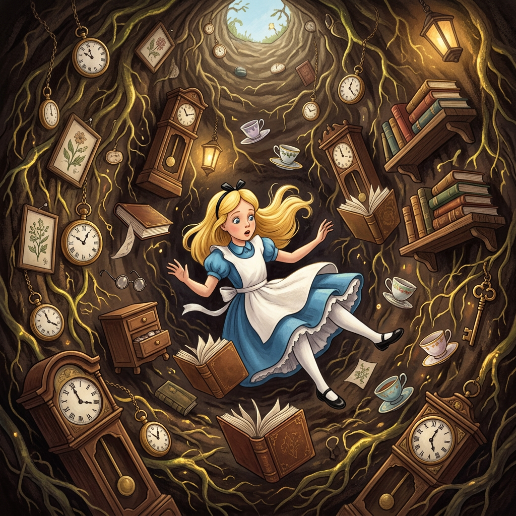 Alice in Wonderland - Tumbling into a Fantastical World | AI Art