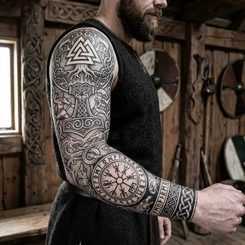 Intricate Viking Arm Tattoo Sleeve