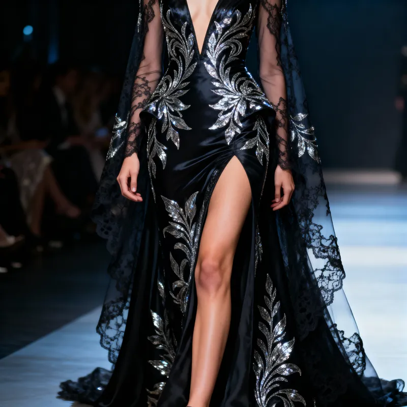 Elegant Sexy Evening Dress in Dark Colors