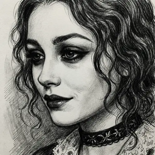 Gothic Style Sketch of a Young Woman