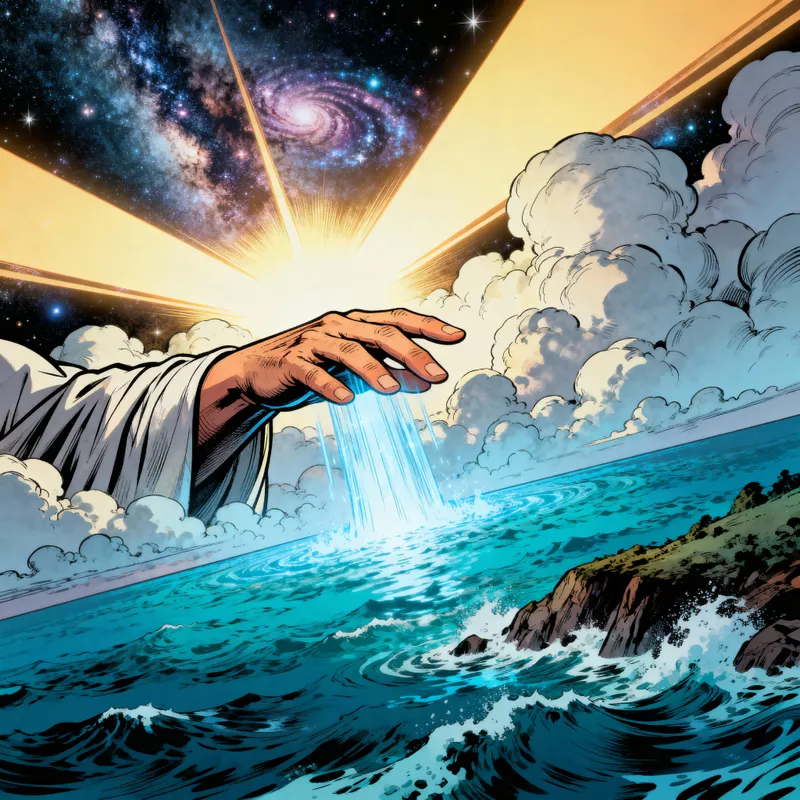 Epic Comic Illustration of World Creation Epic Comic Illustration of World Creation