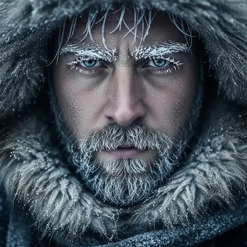 Ultra HD Portrait of a Rugged Man in Snow