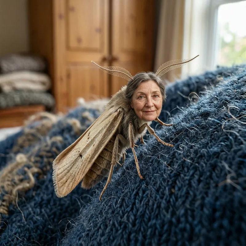 Realistic Human-Faced Clothing Moth Art
