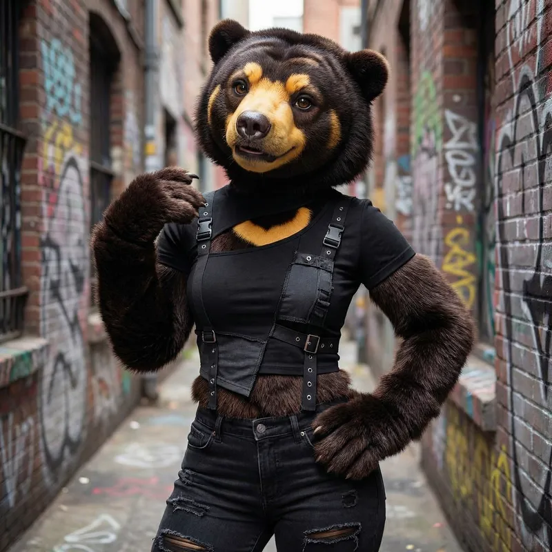 Punk Strap Asymmetric Crop Top for Sun Bear OCs