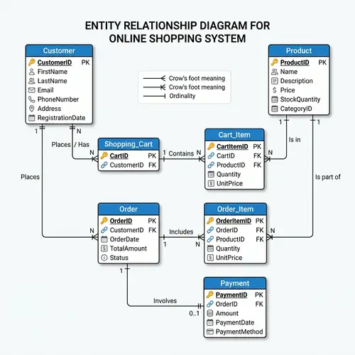 Online Shopping System ERD: Products, Customers, Orders