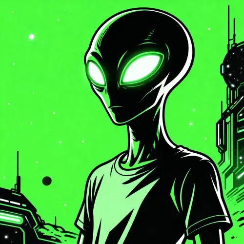 Glowing Alien Creature Illustration for T-Shirt Design