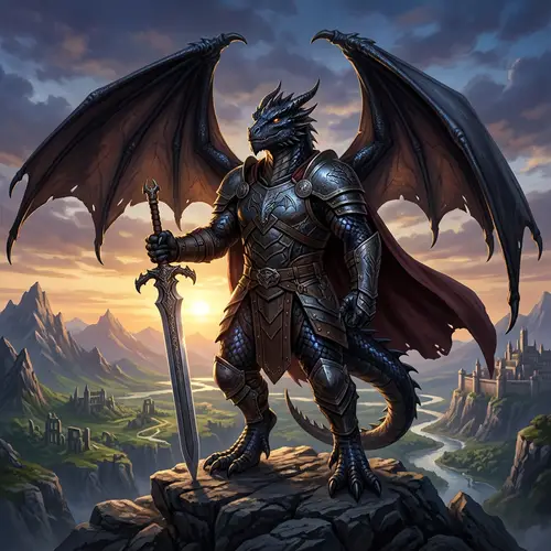 Mighty Black-Skinned Dragonborn: Strength and Charisma